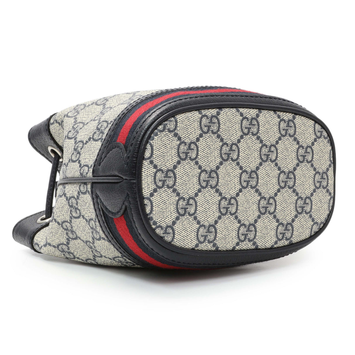 Gucci Blue GG Supreme Monogram Web Mini Ophidia Bucket Bag Handbags Gucci