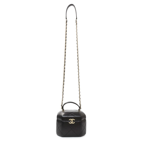 Chanel Black Quilted Lambskin Hexagon Vanity Case Handbags Chanel