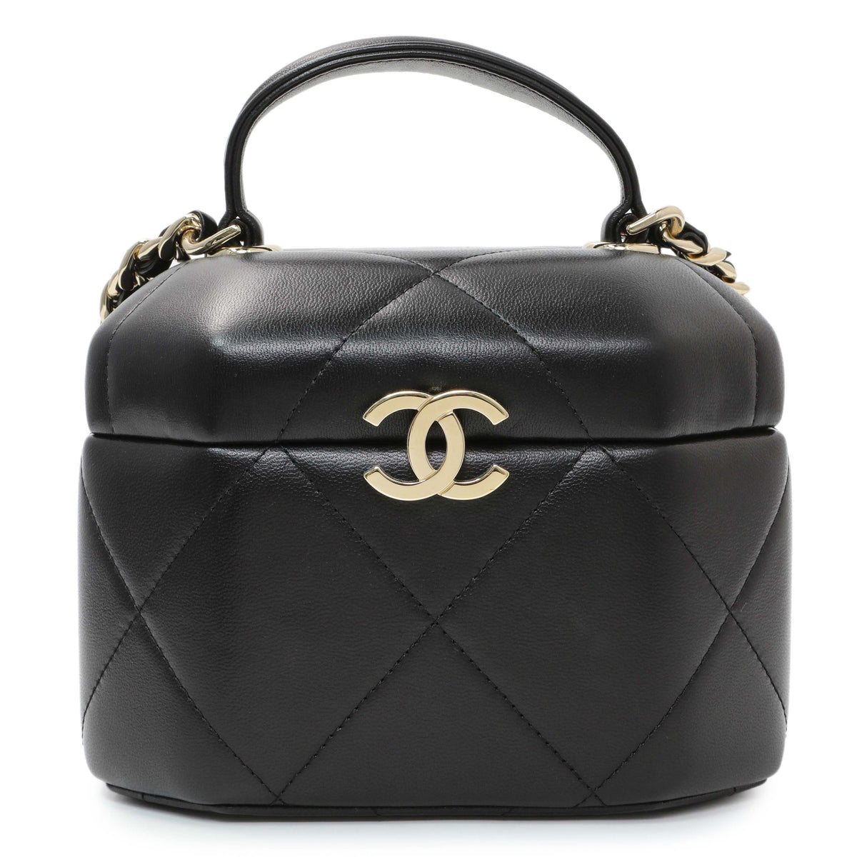 Chanel Black Quilted Lambskin Hexagon Vanity Case Handbags Chanel