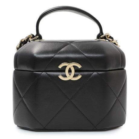 Chanel Black Quilted Lambskin Hexagon Vanity Case Handbags Chanel