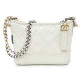 Chanel White Aged Calfskin Quilted Small Gabrielle Hobo Handbags Chanel