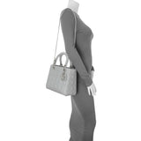 Christian Dior Grey Lambskin Cannage Medium Lady Dior Handbags Christian Dior
