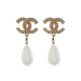 Chanel CC Pearl Drop Earrings Designer Jewellery Chanel