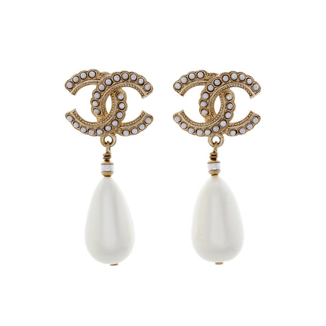Chanel CC Pearl Drop Earrings Designer Jewellery Chanel