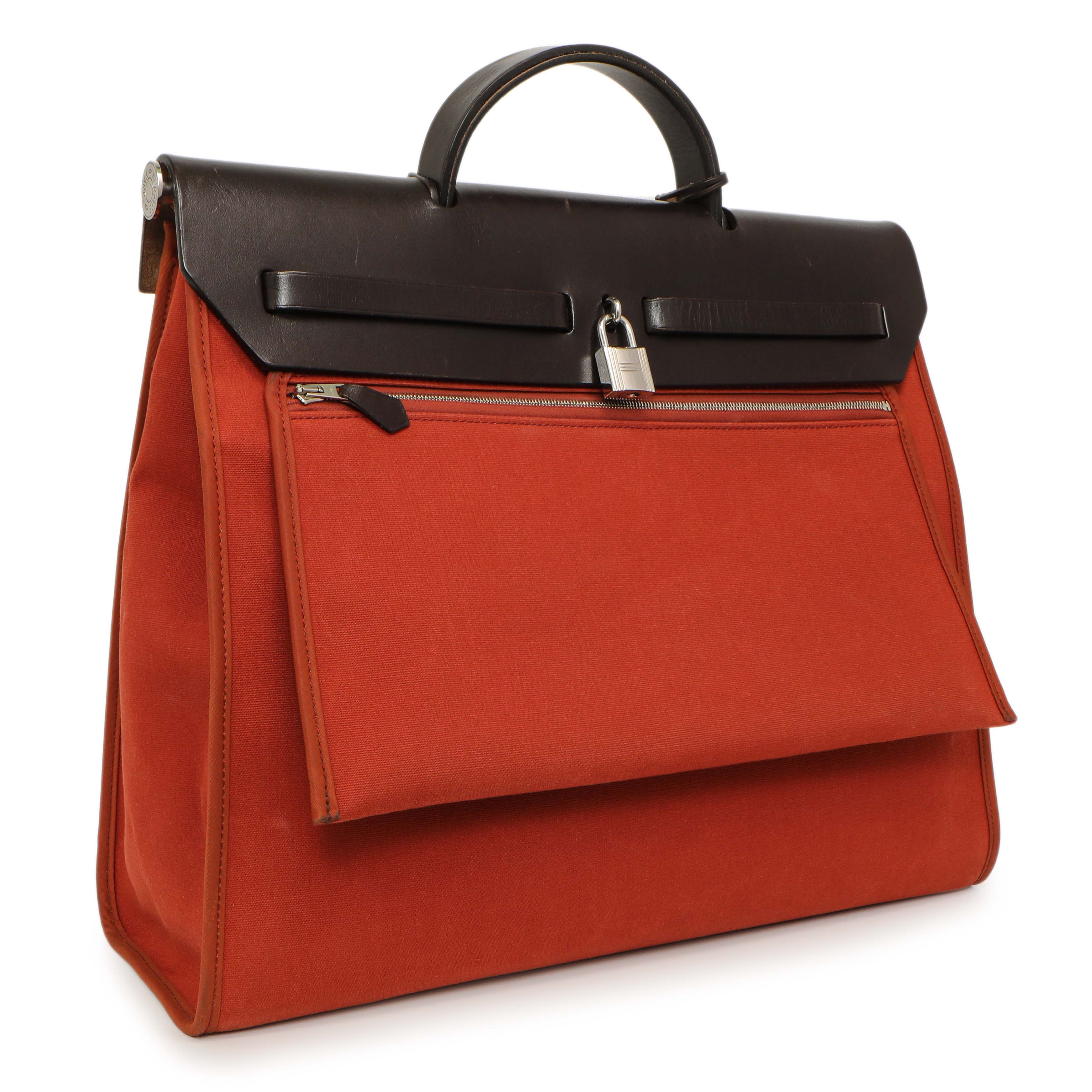 HERMES Hermes 26cm Flamingo Evercolor Leather Palladium Plated Toolbox