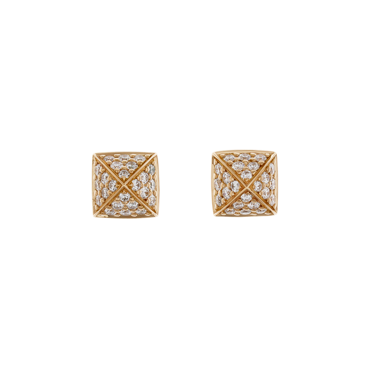 Hermes 18K Rose Gold Diamond Clou d'H Earrings Designer Jewellery Hermes