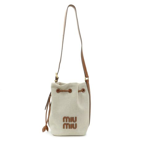 Miu Miu Canvas Calfskin Bucket Bag Handbags Miu Miu