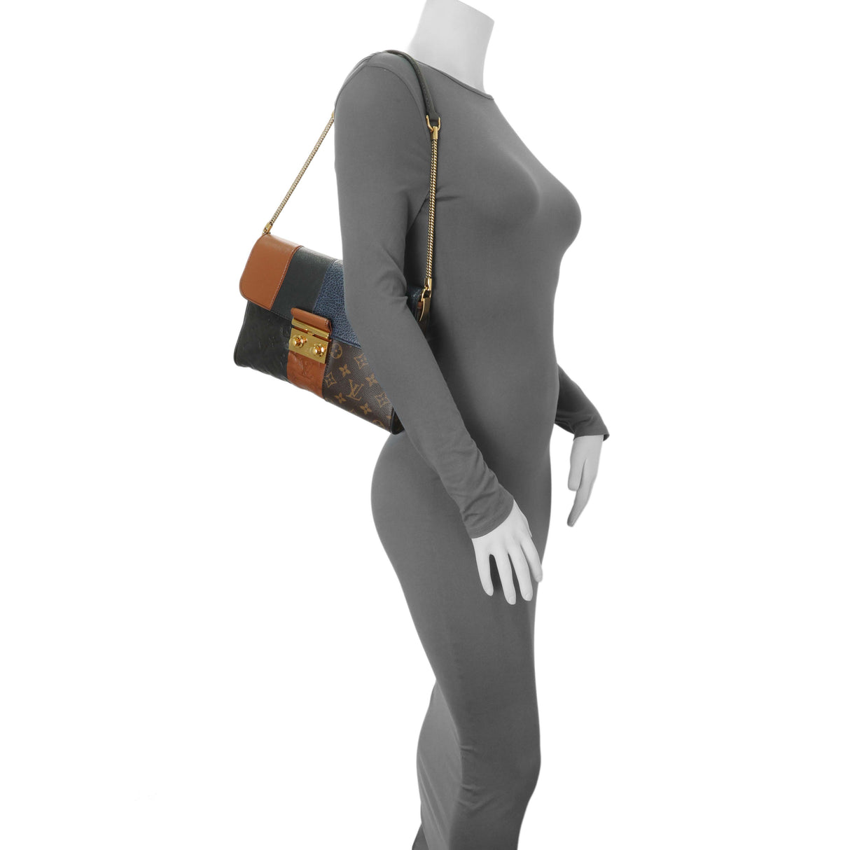 Louis Vuitton Marine Monogram Blocks Pochette Plate Clutch Handbags Louis Vuitton