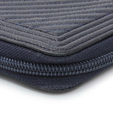 Chanel Navy Chevron Quilted Caviar Boy Long Zip Around Wallet Accessories Chanel