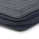 Chanel Navy Chevron Quilted Caviar Boy Long Zip Around Wallet Accessories Chanel