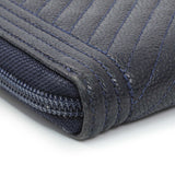 Chanel Navy Chevron Quilted Caviar Boy Long Zip Around Wallet Accessories Chanel