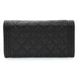 Chanel Black Quilted Caviar Large Boy Gusset Flap Wallet Accessories Chanel