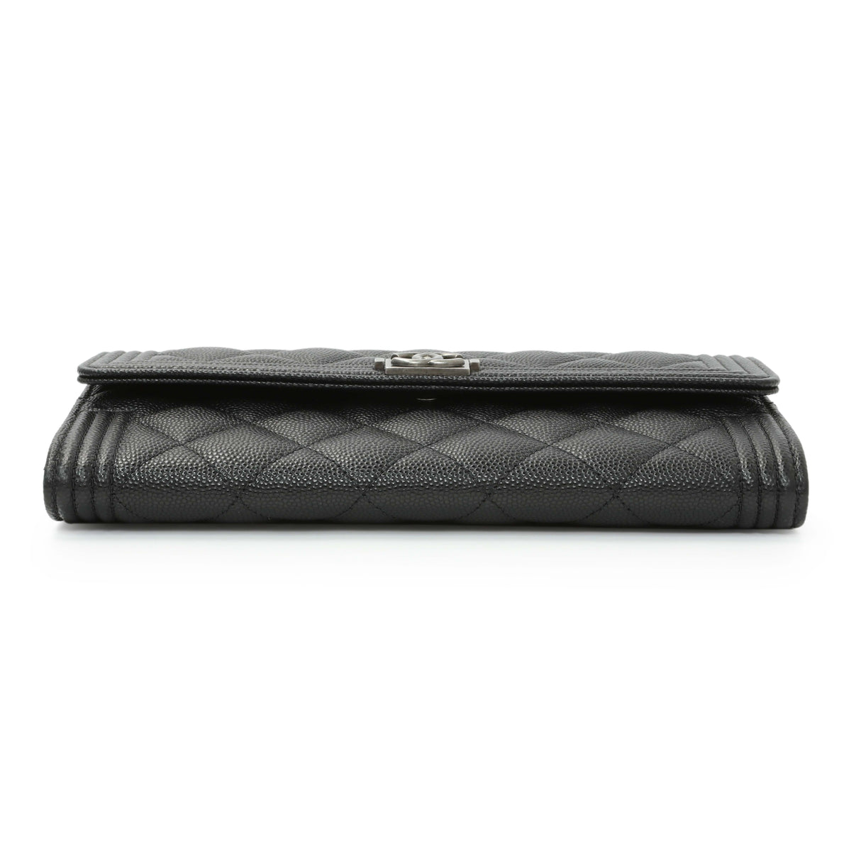 Chanel Black Quilted Caviar Large Boy Gusset Flap Wallet Accessories Chanel