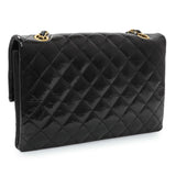 Chanel Black Quilted Patent Pagoda Accordion Flap