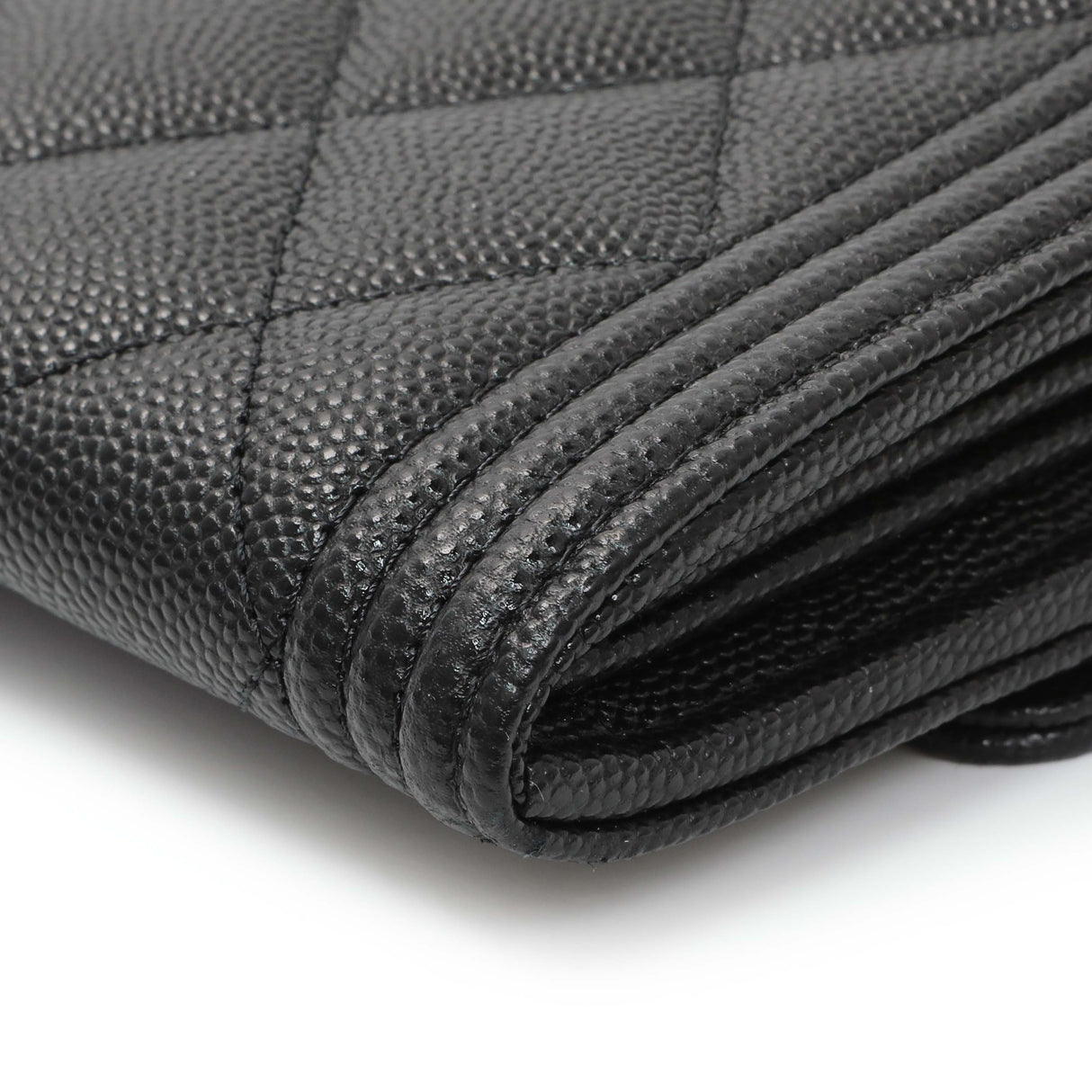 Chanel Black Quilted Caviar Large Boy Gusset Flap Wallet Accessories Chanel