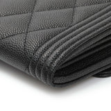 Chanel Black Quilted Caviar Large Boy Gusset Flap Wallet Accessories Chanel