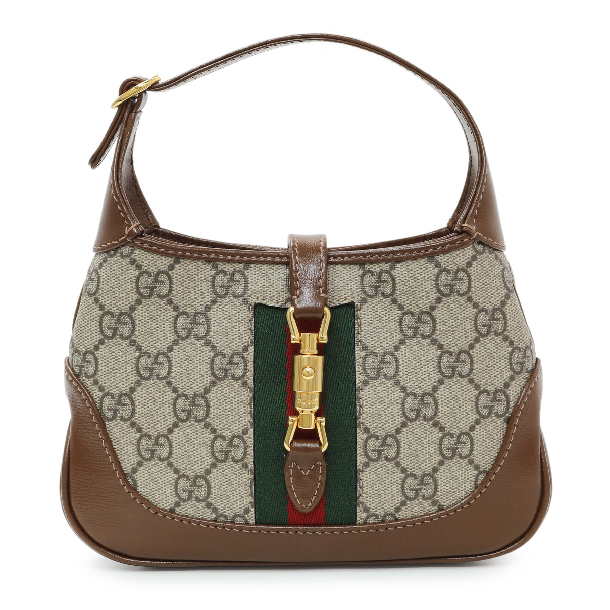Gucci Beige Ebony Brown Sugar GG Supreme Monogram Azalea Calfskin Web Mini Jackie 1961 Hobo Handbags Modaselle