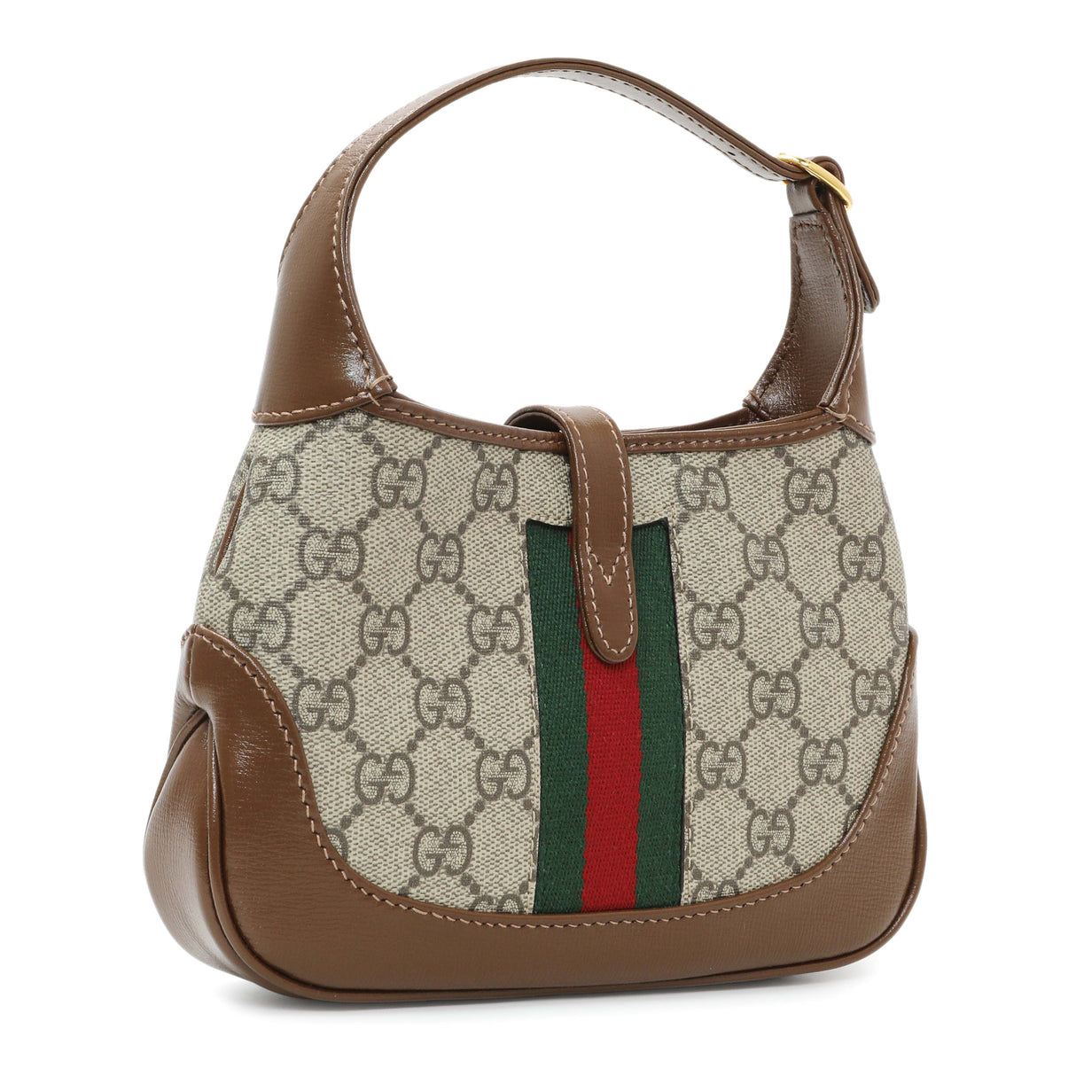 Gucci Beige Ebony Brown Sugar GG Supreme Monogram Azalea Calfskin Web Mini Jackie 1961 Hobo Handbags Modaselle