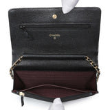 Chanel Black Caviar Quilted Wallet on Chain