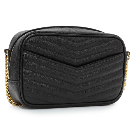 Saint Laurent Black Grain De Poudre Matelasse Monogram Mini Lou Camera Bag