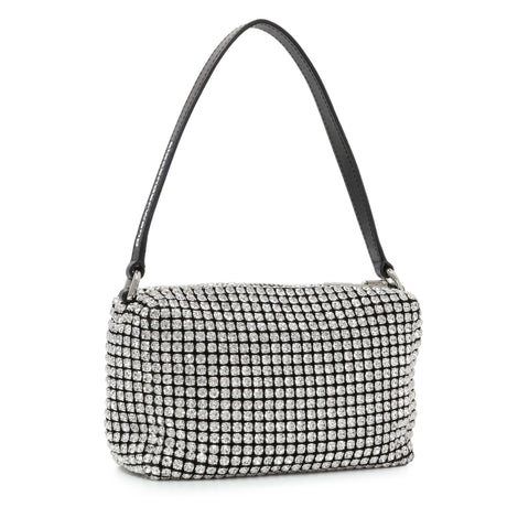Alexander Wang Black Silver Mesh Crystal Rhinestone Mini Heiress Pouch