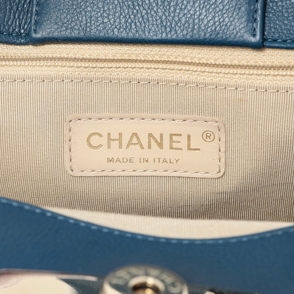 Chanel Blue Calfskin Small Label Click Shopper Tote