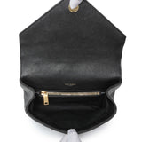 Saint Laurent Black Sheepskin Matelasse Chevron Monogram Medium College Bag