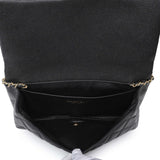 Chanel Black Quilted Caviar Clutch With Chain Flap