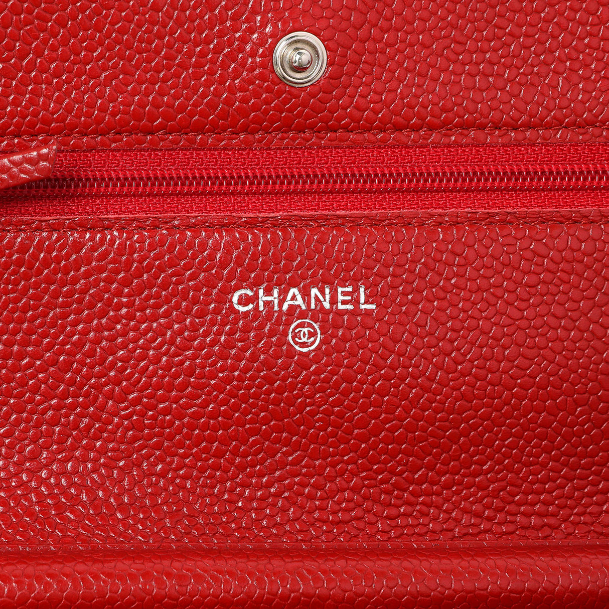 Chanel Red Quilted Caviar Classic Wallet on Chain WOC