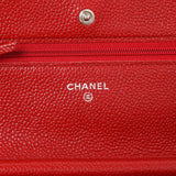 Chanel Red Quilted Caviar Classic Wallet on Chain WOC