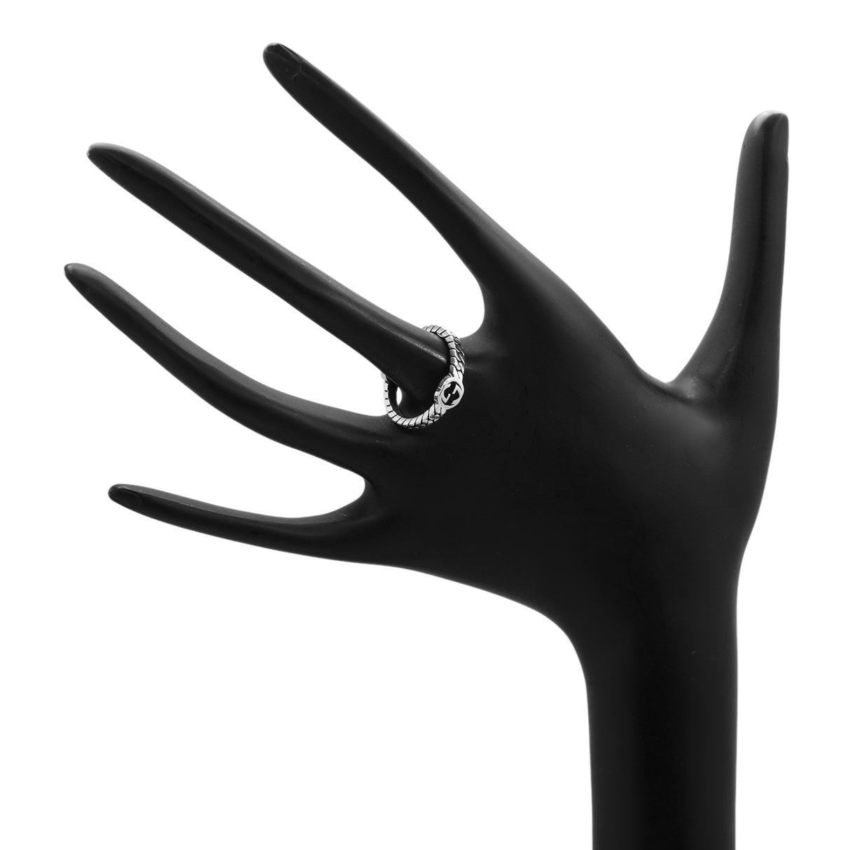 Gucci Sterling Silver Enamel Interlocking G Chain Ring Designer Jewellery Gucci