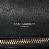 Saint Laurent Black Sheepskin Matelasse Chevron Monogram Medium College Bag