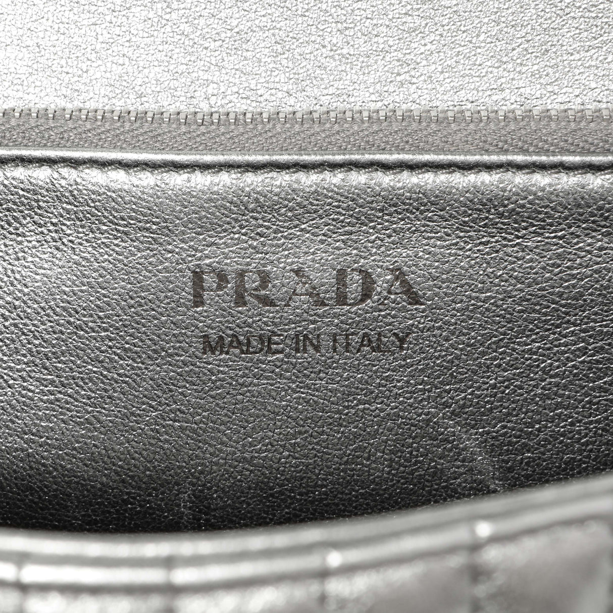 Prada Silver Calfskin Diagramme Flap Bag