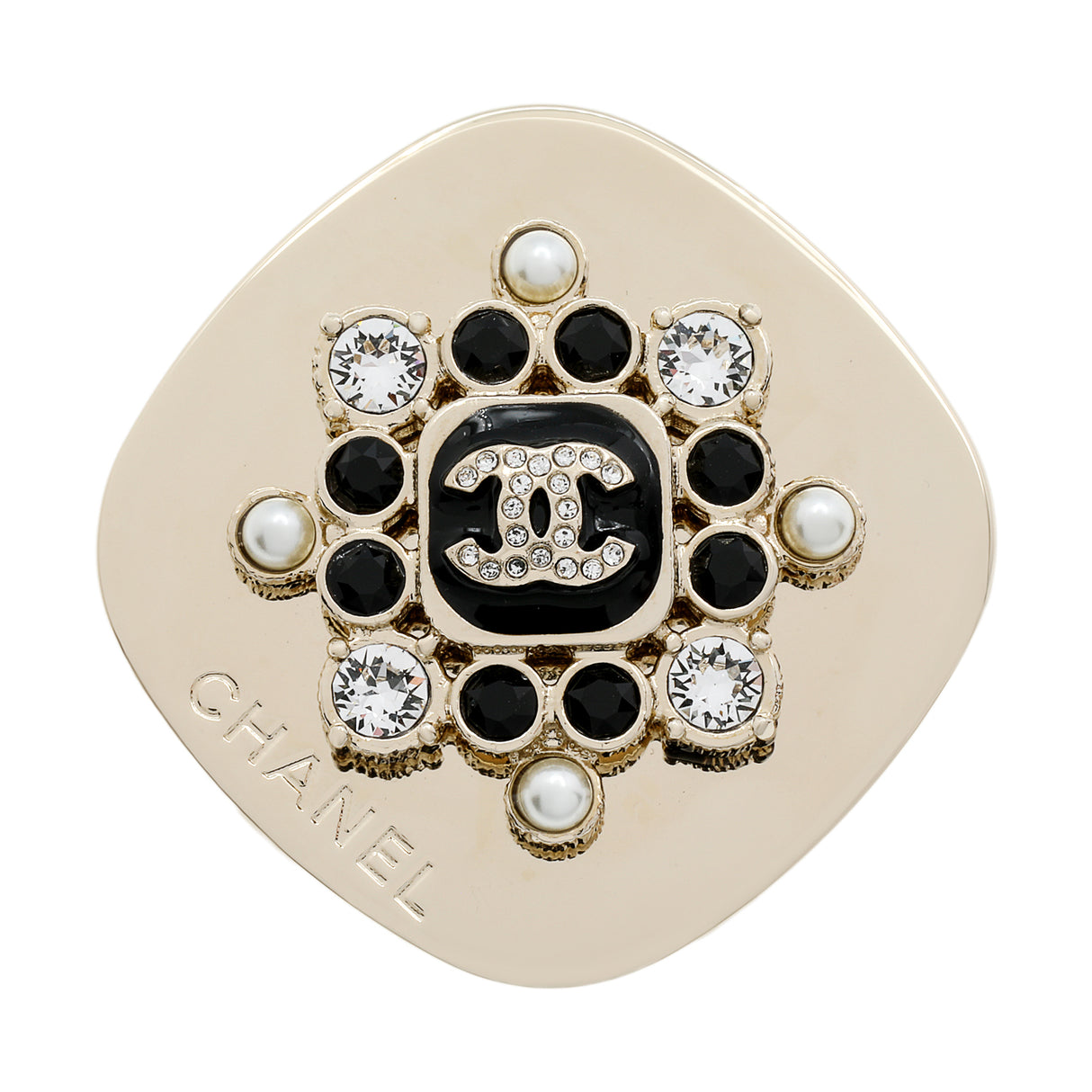 Chanel Crystal Pearl CC Brooch Accessories Chanel