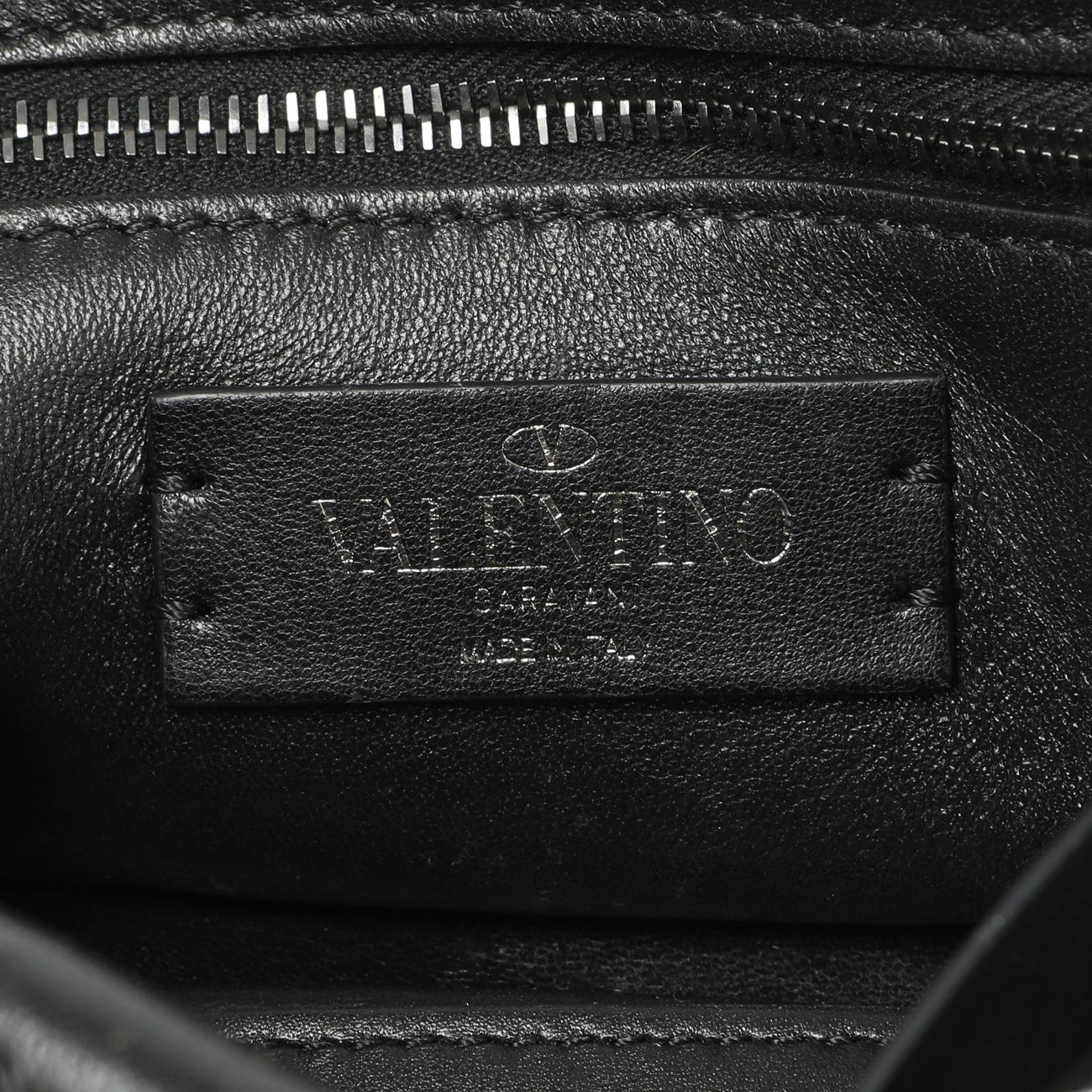 Valentino Black Nappa Monochrome Medium Roman Stud Shoulder Bag