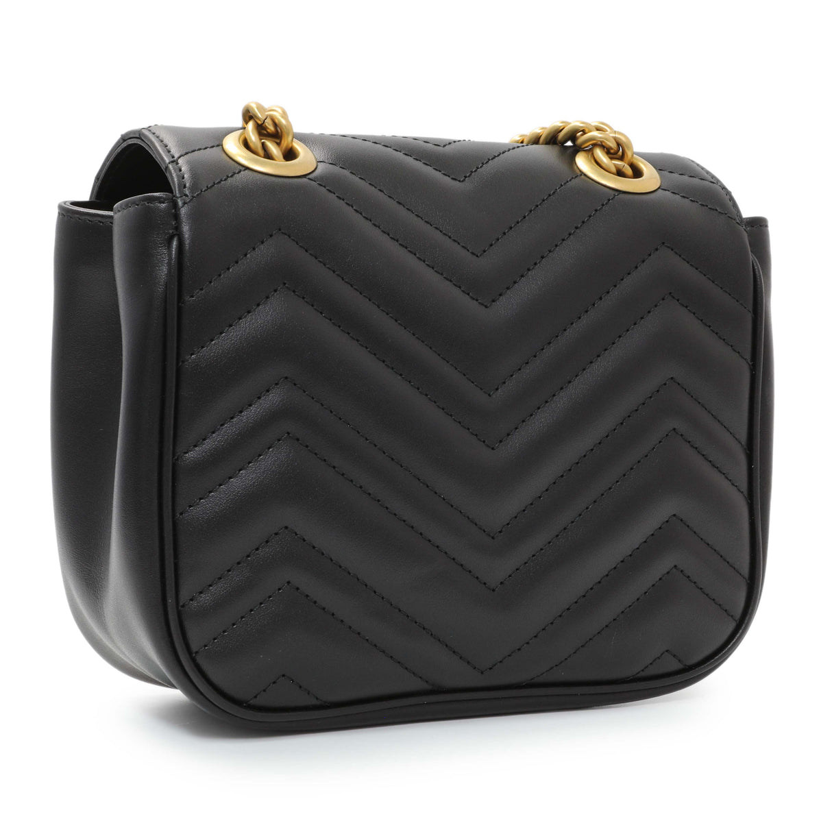 Gucci Black Calfskin Matelasse Mini GG Marmont Square Shoulder Bag Handbags Gucci
