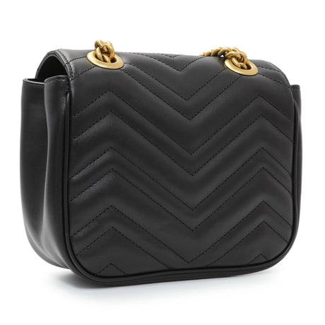 Gucci Black Calfskin Matelasse Mini GG Marmont Square Shoulder Bag Handbags Gucci
