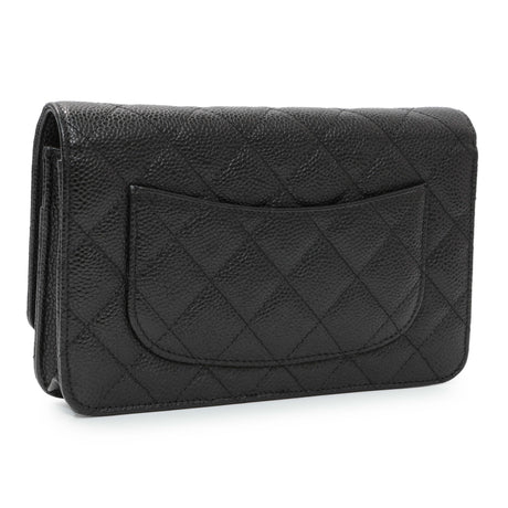 Chanel Black Caviar Quilted Wallet on Chain