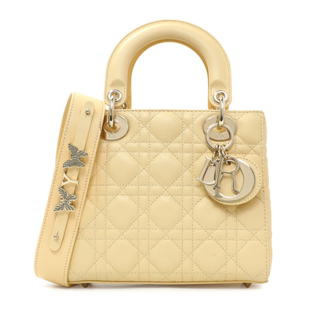 Christian Dior Light Yellow Lambskin Cannage Small My ABCDior Lady Dior Handbags Christian Dior