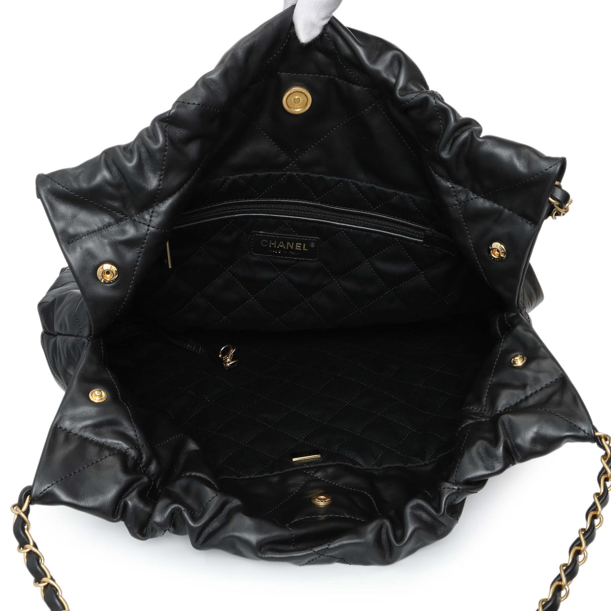 Chanel Black Quilted Shiny Calfskin Large Chanel 22 Handbags Chanel