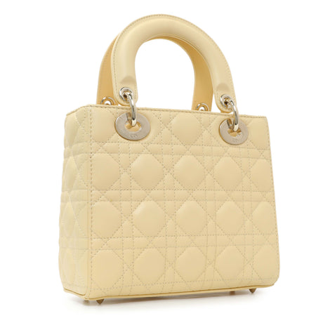 Christian Dior Light Yellow Lambskin Cannage Small My ABCDior Lady Dior Handbags Christian Dior