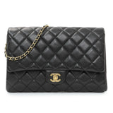 Chanel Black Quilted Caviar Clutch With Chain Flap