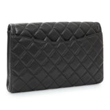Chanel Black Quilted Caviar Clutch With Chain Flap