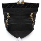 Chanel Black Quilted Patent Pagoda Accordion Flap