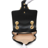 Gucci Black Calfskin Matelasse Mini GG Marmont Square Shoulder Bag Handbags Gucci