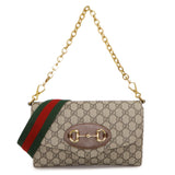 Gucci GG Supreme Monogram Azalea Calfskin Web Small Horsebit 1955 Shoulder Bag