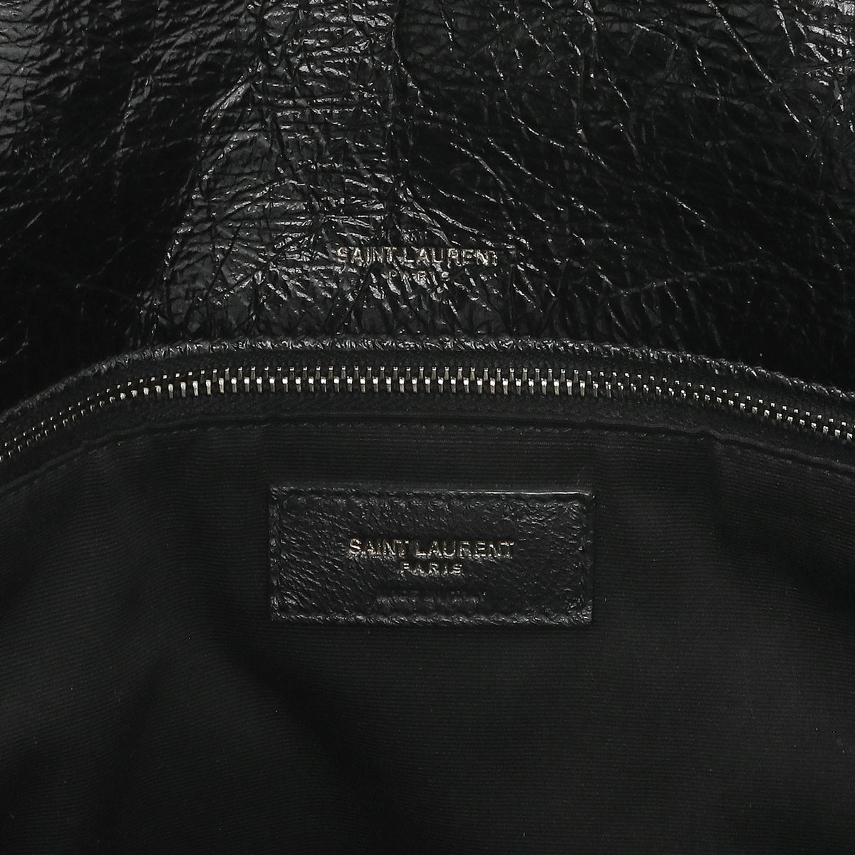 Saint Laurent Black Crinkled Calfskin Matelasse Monogram Large Niki Chain Satchel Handbags Saint Laurent