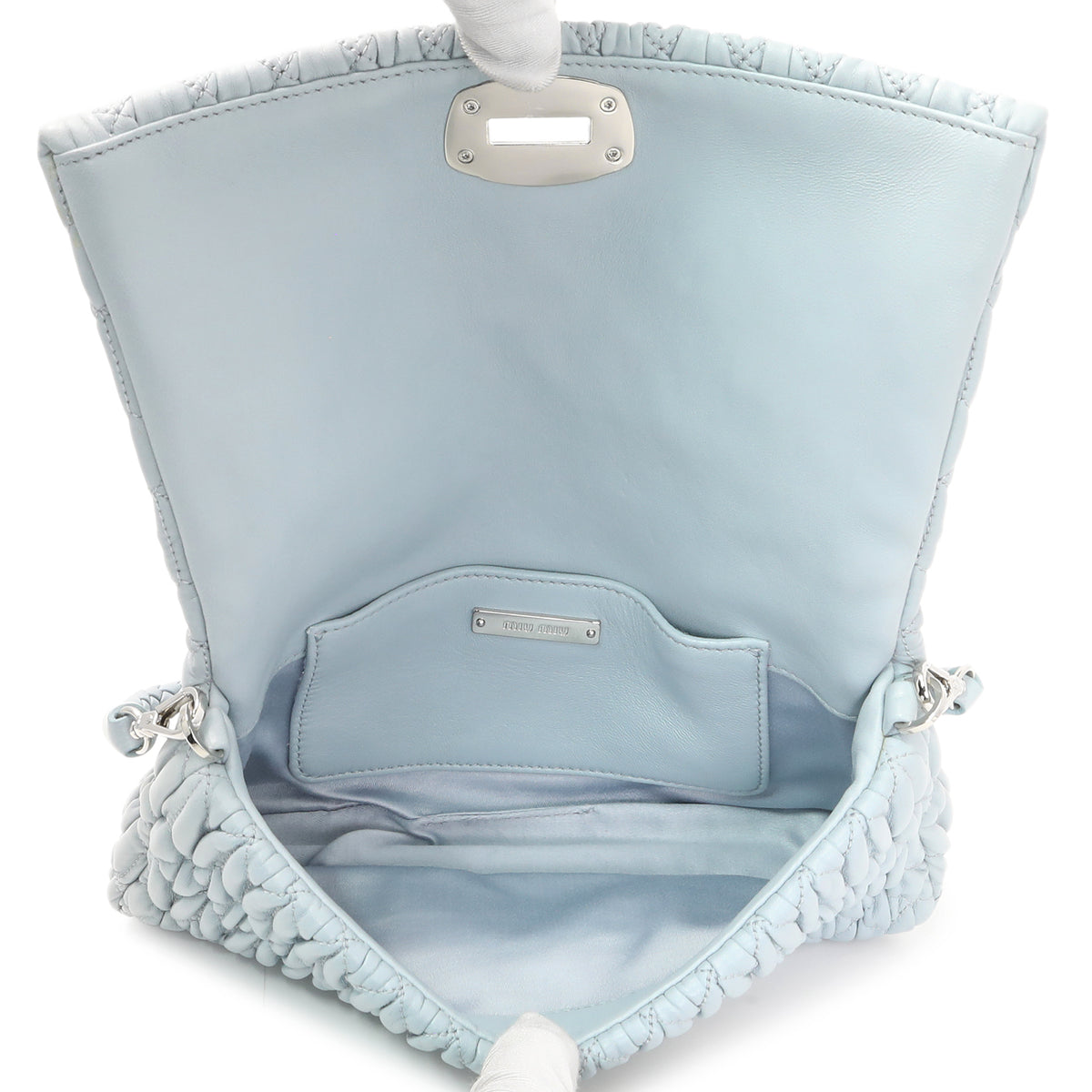 Miu Miu Blue Matelasse Nappa Crystal Clutch Handbags Miu Miu
