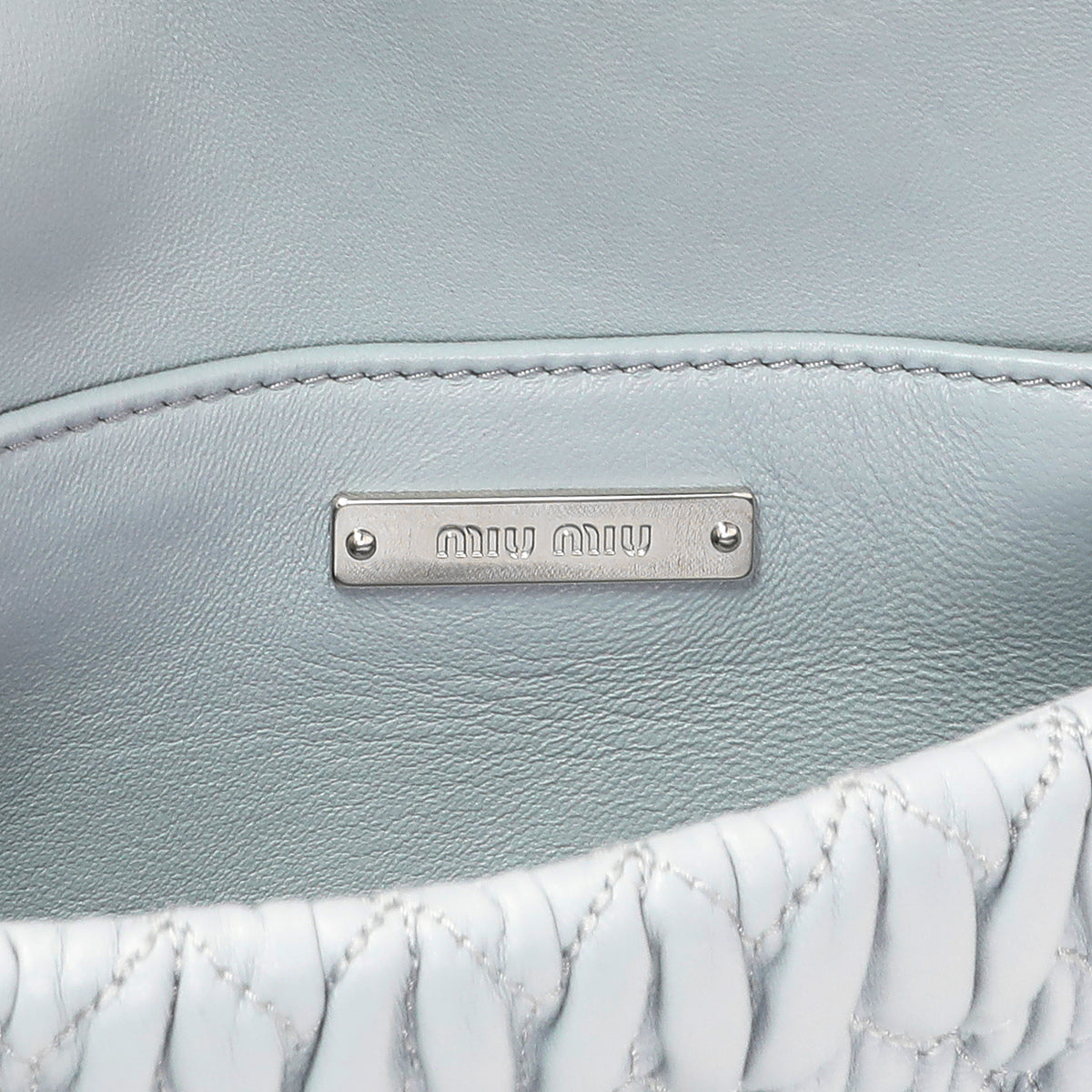 Miu Miu Blue Matelasse Nappa Crystal Clutch Handbags Miu Miu