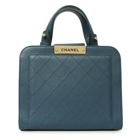 Chanel Blue Calfskin Small Label Click Shopper Tote